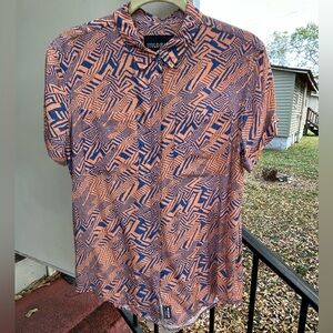 Wildfang Orange Geometric Button Up XS